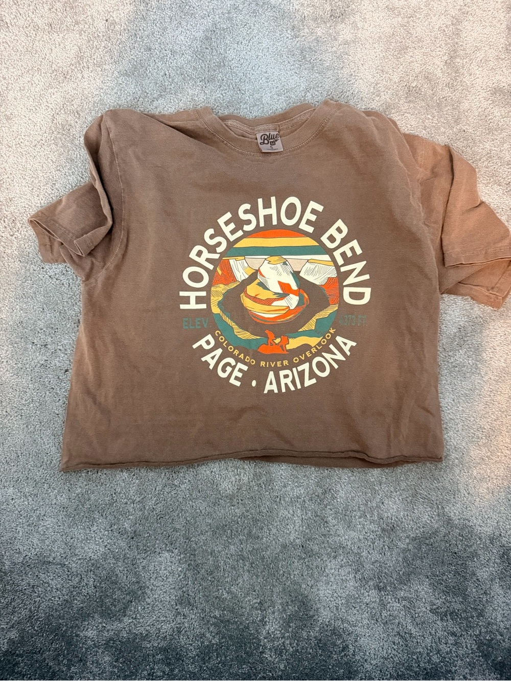 Blue 84 Brown Horseshoe Bend Graphic Crop Tee